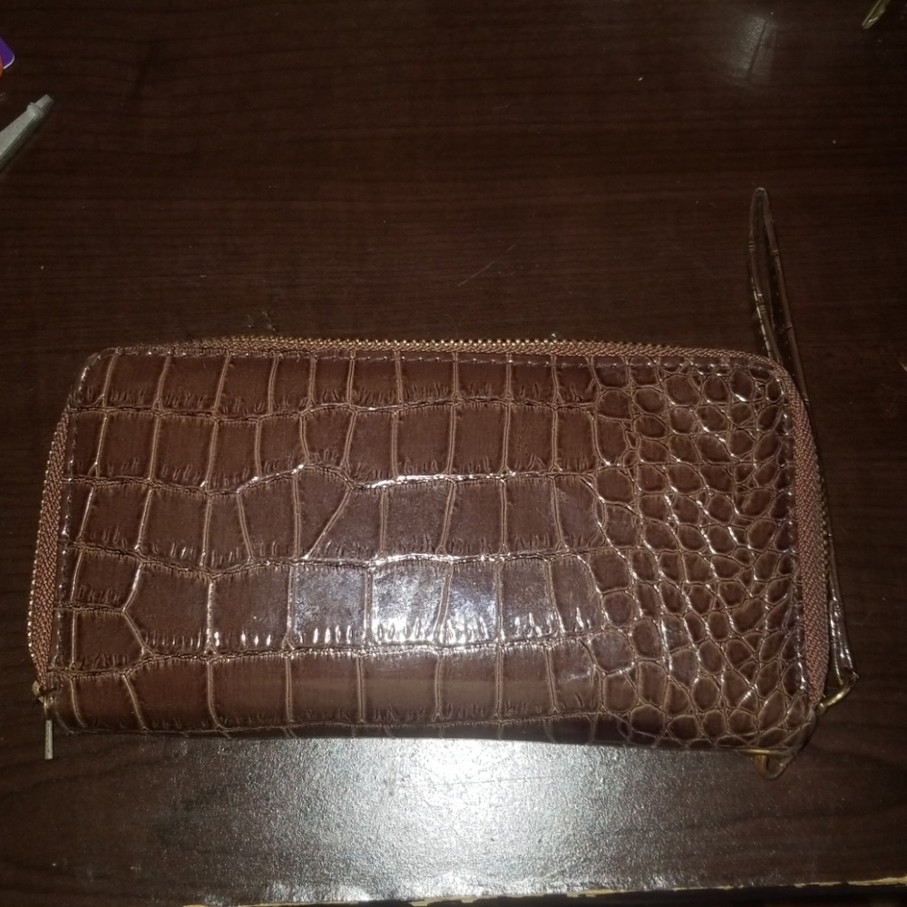 Brown Plastic Wristlet